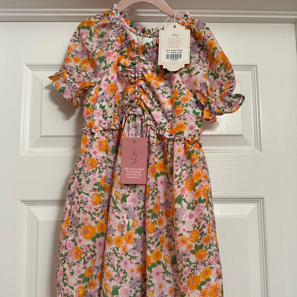 Ivy City Co mini Katie pink Floral Dress with Yellow Blooms